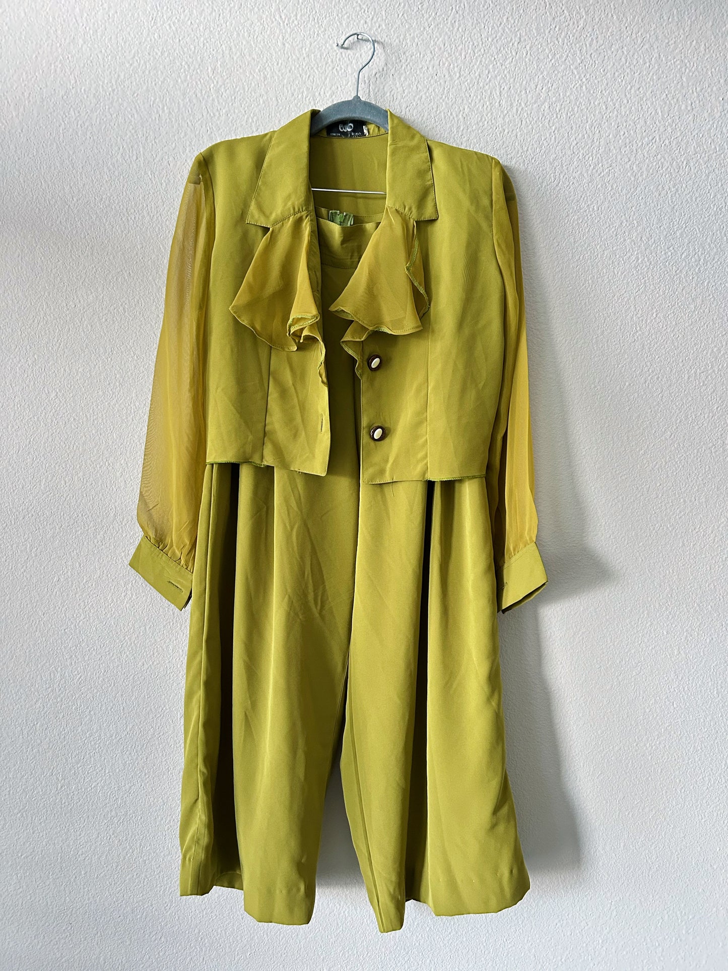1980's Vintage Green Blouse and Pants set