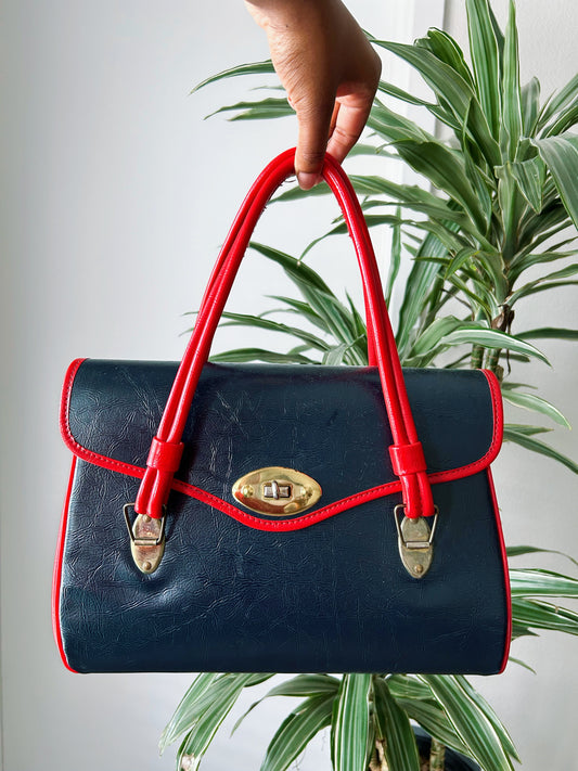 1970's Blue & Red Handbag