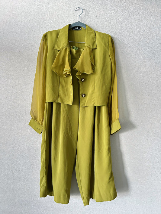 1980's Vintage Green Blouse and Pants set